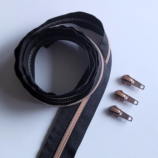 Reissverschluss & Zipper im Set (Kupfer/Schwarz)